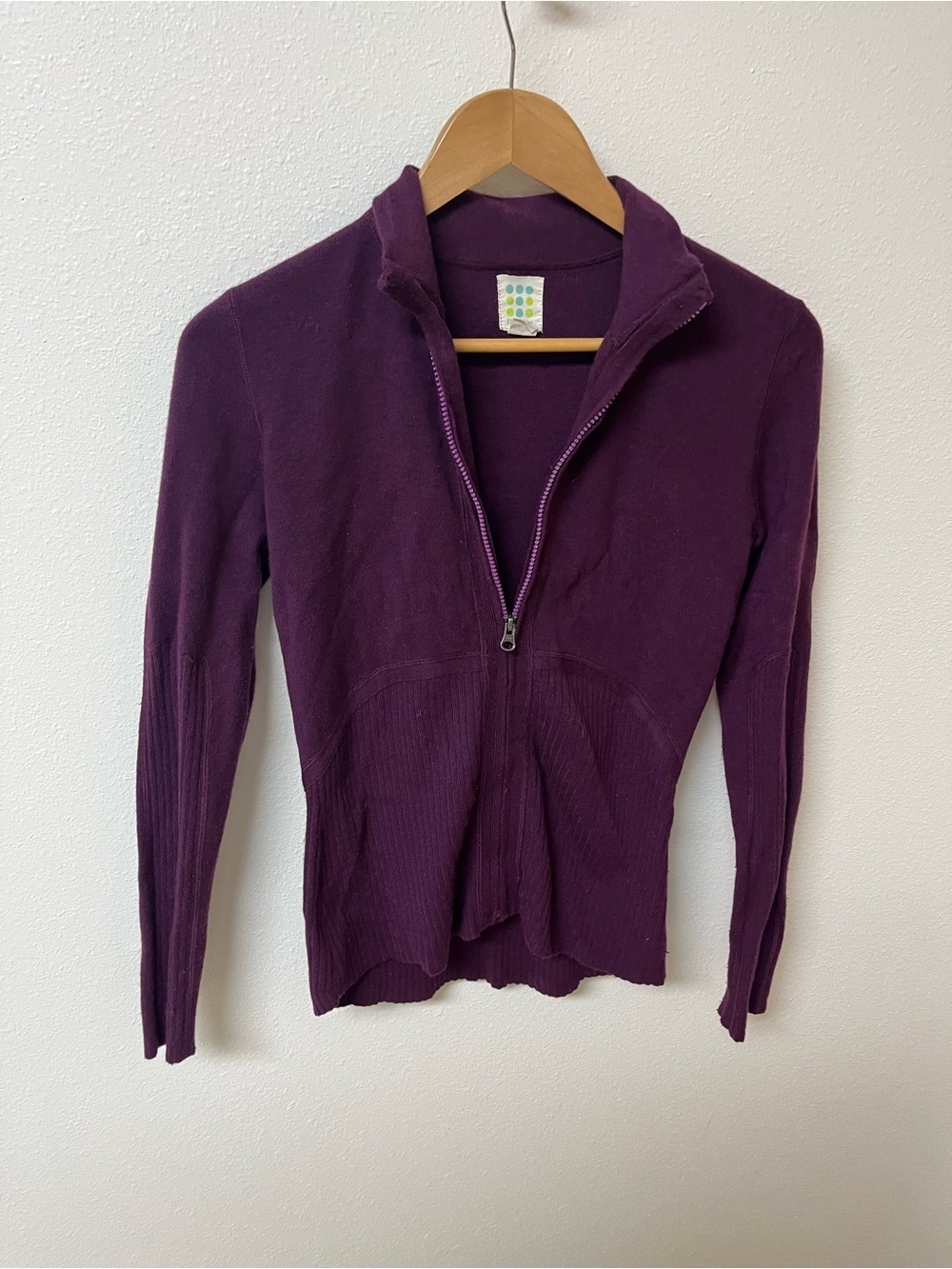 Title Nine Deep Purple Lightweight Knit wool blend Cardigan women’s size S